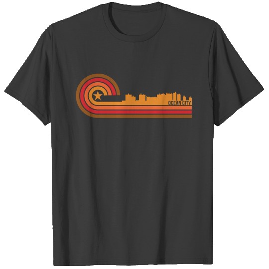 Retro Style Ocean City Maryland Skyline T-shirt