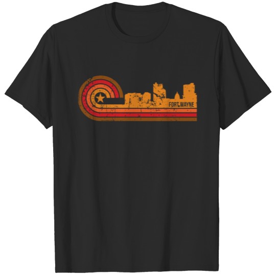 Discover Retro Style Fort Wayne Indiana Skyline Distressed T-shirt