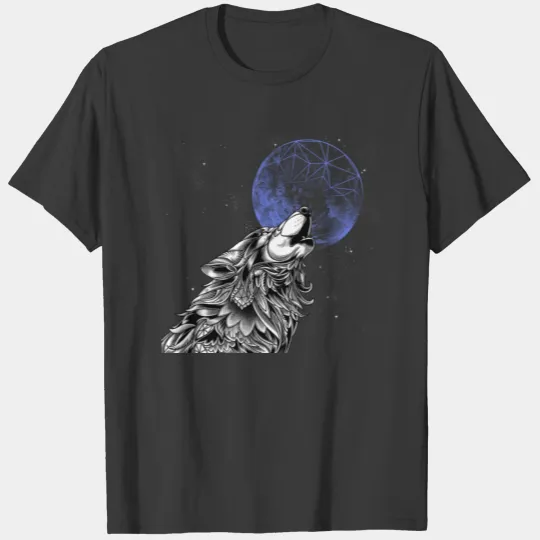 Moon wolf, Wolf with moon, Moon wolf art T-shirt