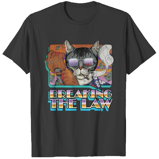 Discover Crime Cat Breaking the Law T-shirt