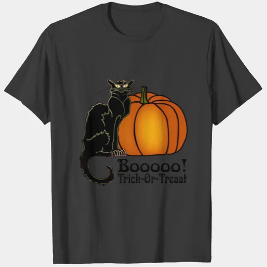 Trick-Or-Treat Art Neouvou Black Cat & Pumpkin T-shirt