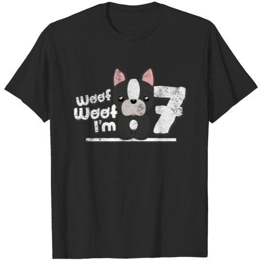 Discover Cute 7th Birthday Dog Puppy Kid Boy Girl 7 Years T-shirt