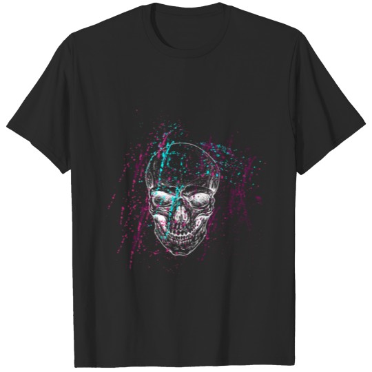 Discover Cool creepy skull design with bright color texture T-shirt