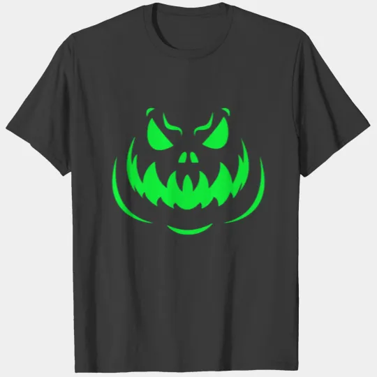 Scary Face Halloween Dark Green Glow T-shirt