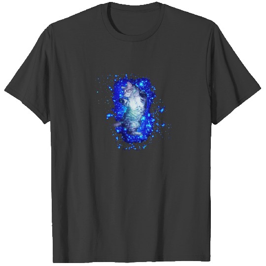 Psychedelic Galaxy Cat in space T-shirt