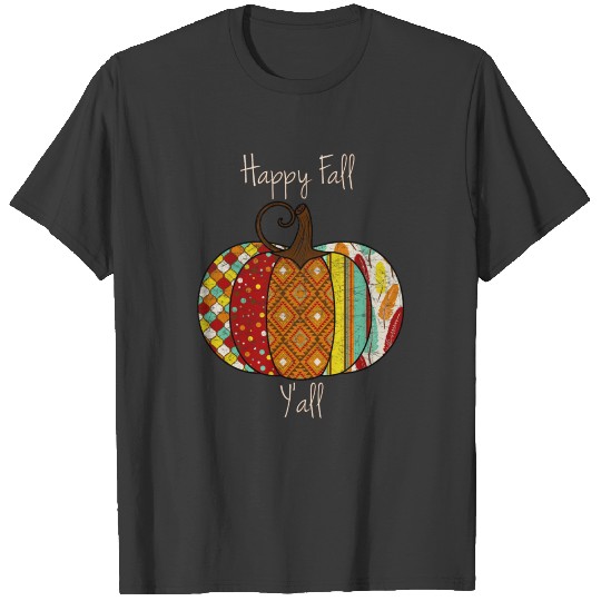 Happy Fall Y'all Wide Neck Long Sleeve Tee T-shirt