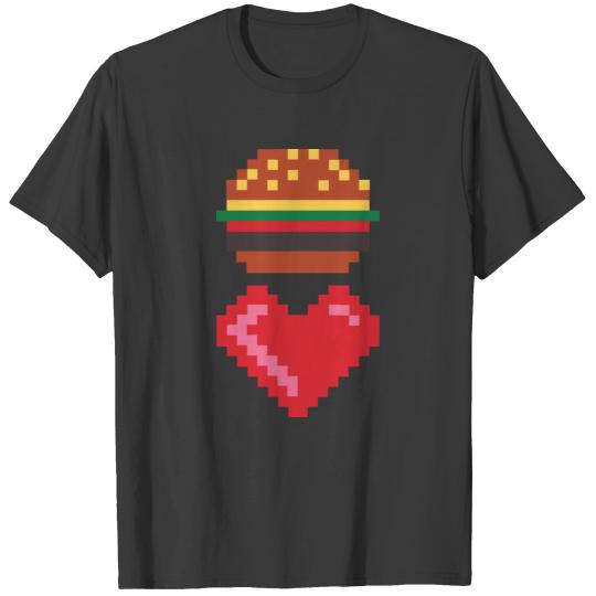 8 BIT BURGER LOVE geek nerd T-shirt
