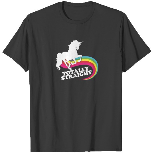 Totally Straight Funny Rainbow Unicorn Gay Pride N T-shirt