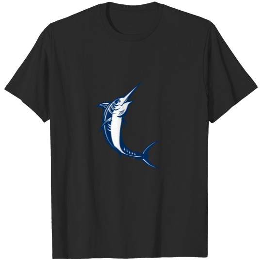 Discover Blue Marlin Jumping Retro T-shirt