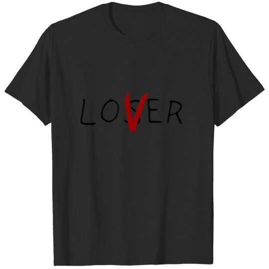 Discover black red loser and lover logo T-shirt
