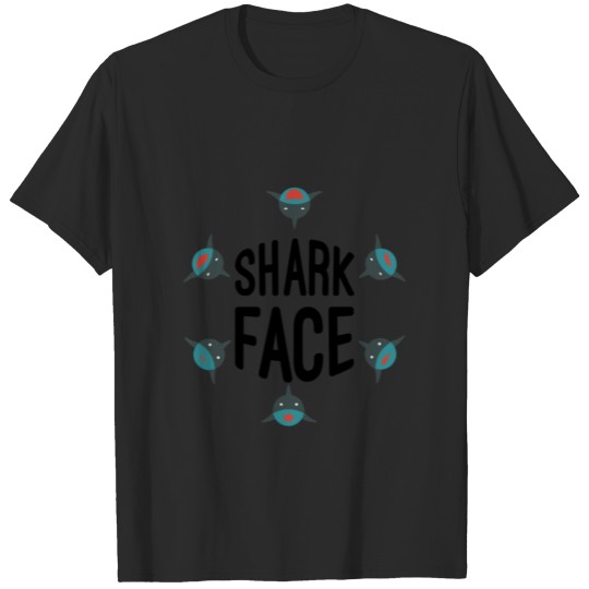Shark Faces Five Cute Baby Sharks Sea Water Animal T-shirt