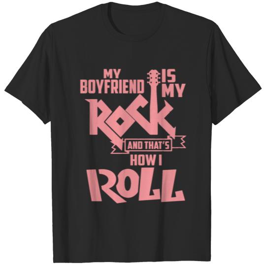Discover MY BOYFRIEND IS MY ROCK T-shirt