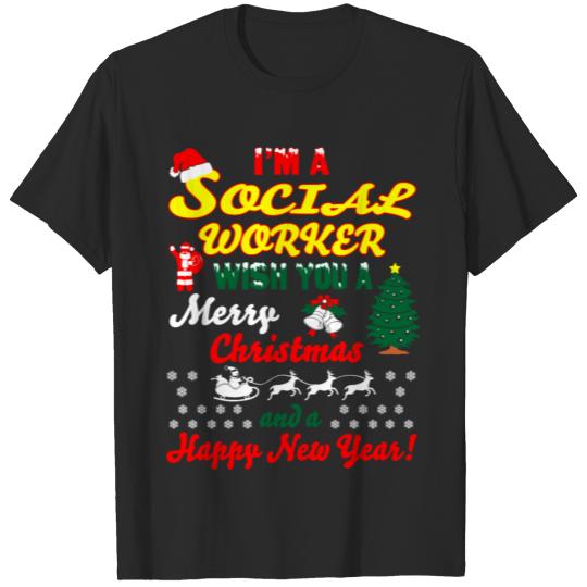 Discover Im Social Worker Merry Christmas Happy New Year T-shirt