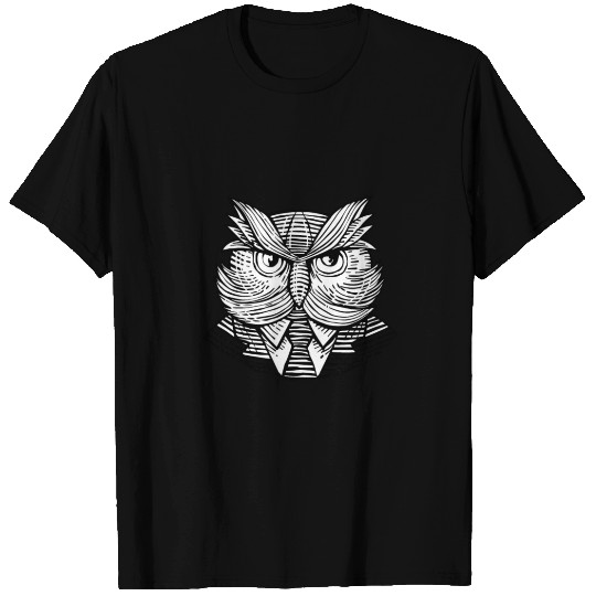 Hip Wise Owl Suit Woodcut T-shirt
