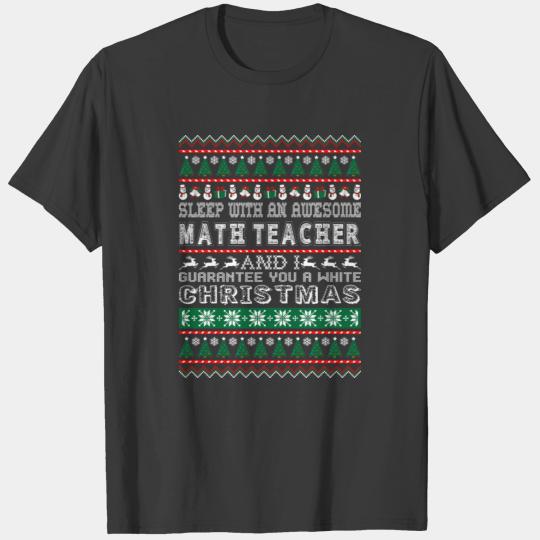 Sleep With Awesome Math Teacher White Christmas T-shirt
