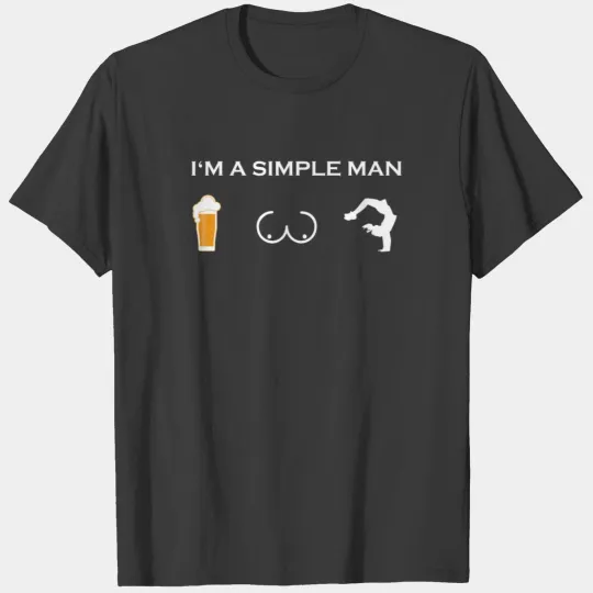 simple man like boobs bier beer titten yoga medita T-shirt