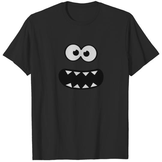 Funny Monster Smiley Om Nom Nom Style Face blue T-shirt
