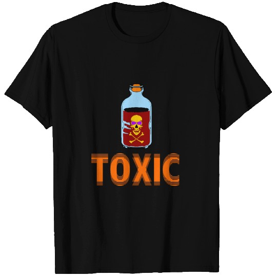 SKULL TOXIC POISION BOTTLE BLUE RED ORANGE T-shirt