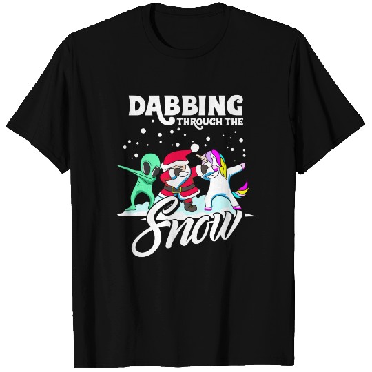 Dabbing Santa Dab Unicorn Alien Christmas gift T-shirt