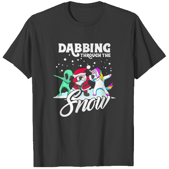 Dabbing Santa Dab Unicorn Alien Christmas gift T-shirt