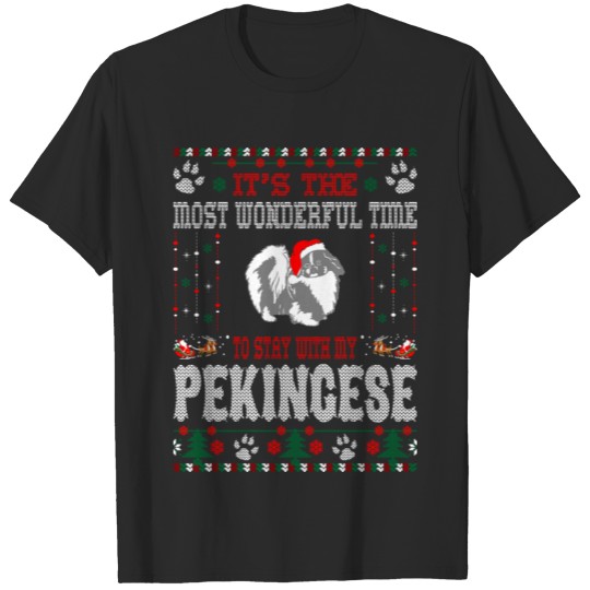 Discover Wonderful Time With My Pekingese Christmas Ugly T-shirt