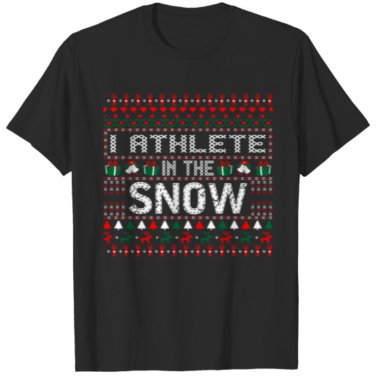 Discover I Athlete In The Snow Christmas Ugly Sweater T-shirt