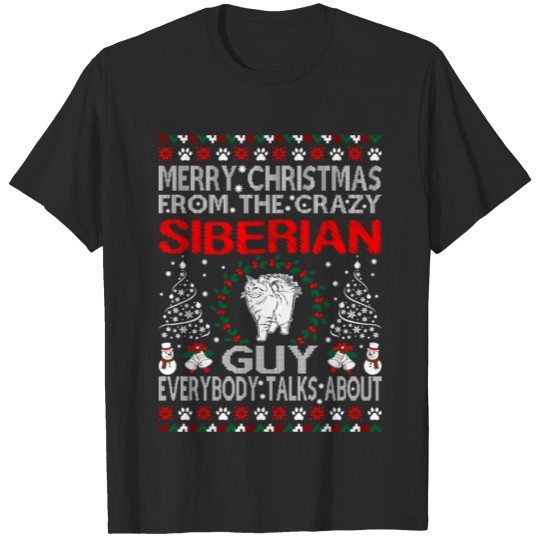 Discover Merry Christmas Siberian Cat Guy Ugly Sweater Tee T-shirt