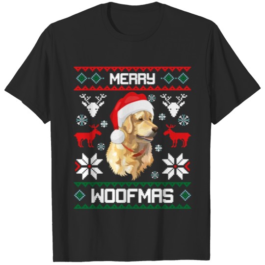 Discover Merry Woofmas Golden Retriever Ugly Sweater X-Mas T-shirt