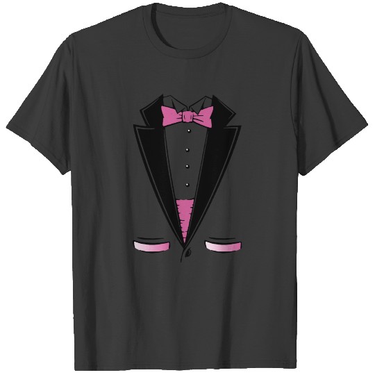 Neon Pink Bow Tie Tuxedo Funny Classy Form T-shirt