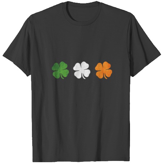 Great St Patricks 3 four-leaf clover Irish Flag T-shirt