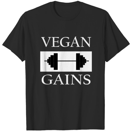 Discover Vegan Gains white font T-shirt