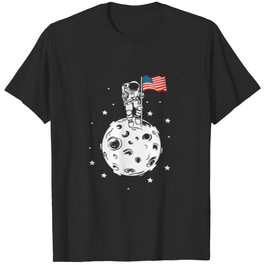 Discover Moon USA planet gift landing astronaut flag proud T-shirt
