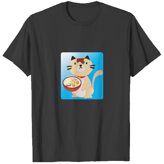 Kawaii Japanese Anime Cat Ramen Katze Nudeln T-shirt