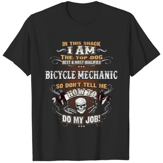 Bicycle Mechanic Shirts for Men, Job Shirt, Skull T-shirt