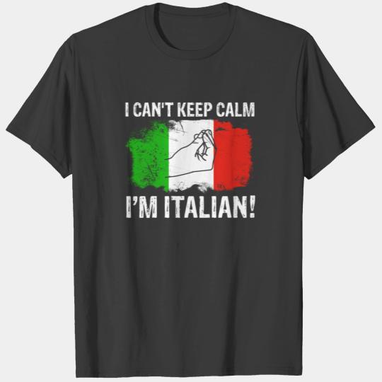 Can't keep calm I'm Italian flag Long Sleeve T-Shi T-shirt
