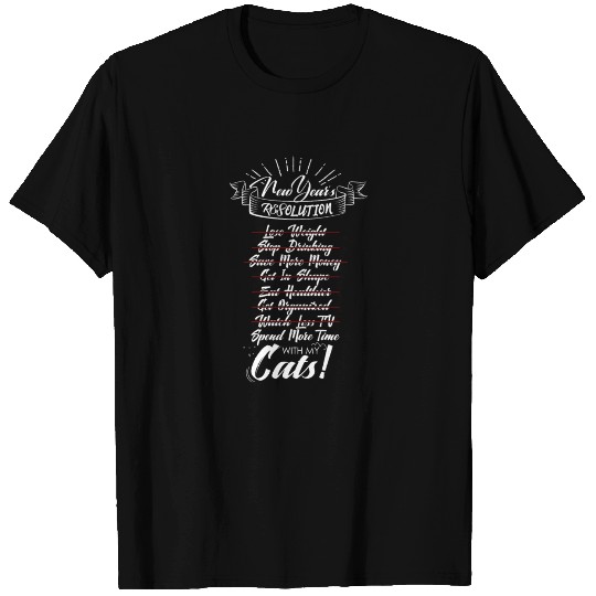 New Year's Gift - Resolutions List for Cat Lovers T-shirt