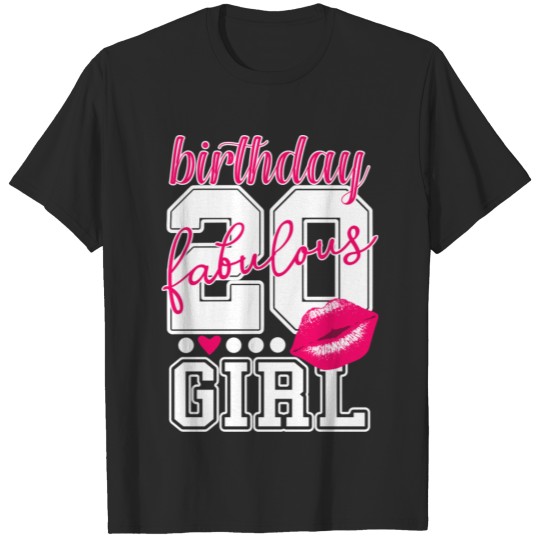 Discover 20th birthday bday girl college number pink kiss T-shirt