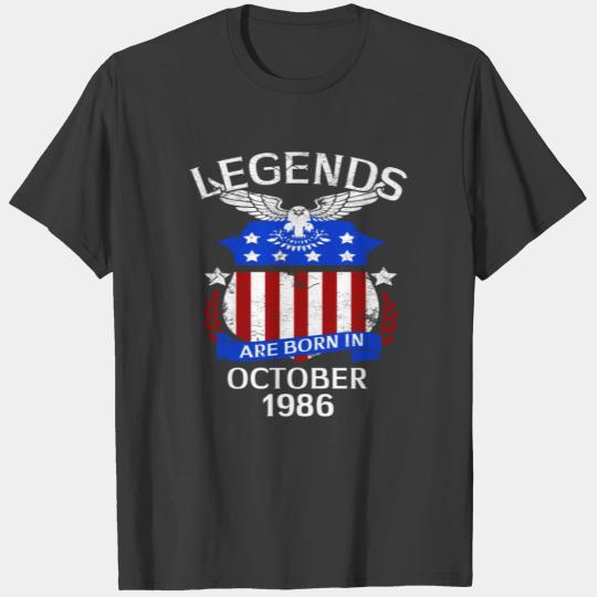 Legends Are Born In October 1986 T-shirt