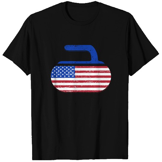Vintage USA Curling American Flag Curling Stone Cl T-shirt