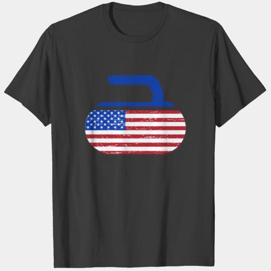 Vintage USA Curling American Flag Curling Stone Cl T-shirt