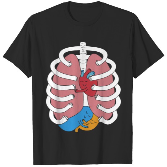 Discover Hugging Anatomy Costume Funny Skeleton Organ Hug n T-shirt