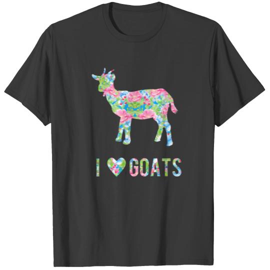 I Love Goats Floral Goat Lovers Design T-shirt