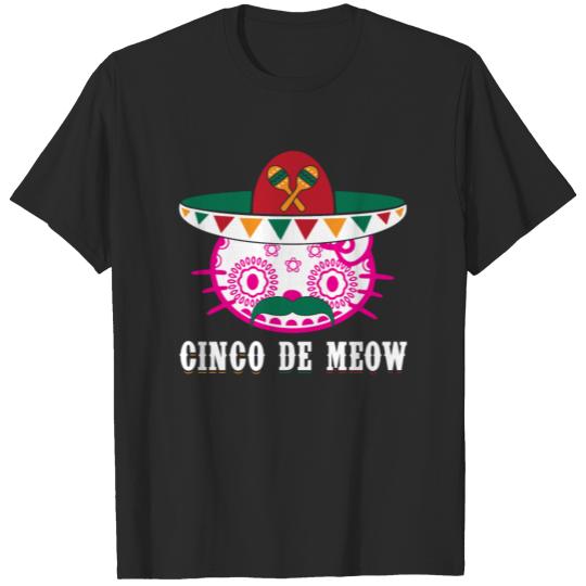 Discover Kitty Sugar Skull Sombrero Mustache Cinco De Meow T-shirt