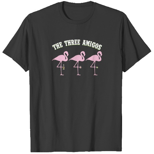 The Three Amigos Flamingos With Tequila Salt Lime T-shirt