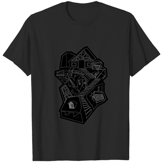 Discover House Geometry Present Art Design Black T-shirt