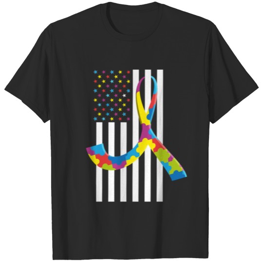 Discover Autism Awareness Month - American Flag T-shirt