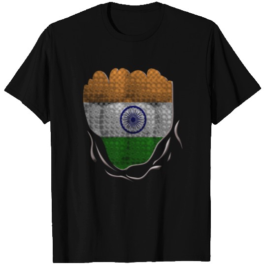 Funny India Flag Ripped Abs Muscles T-shirt