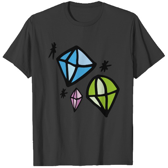 three diamonds , emerald , sapphire , ruby , gift T-shirt