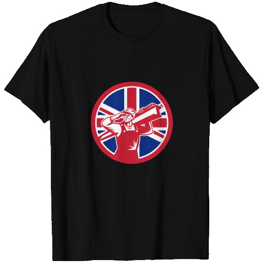 British Construction Worker Union Jack Flag Icon T-shirt