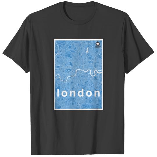 London hipster city map blue T-shirt